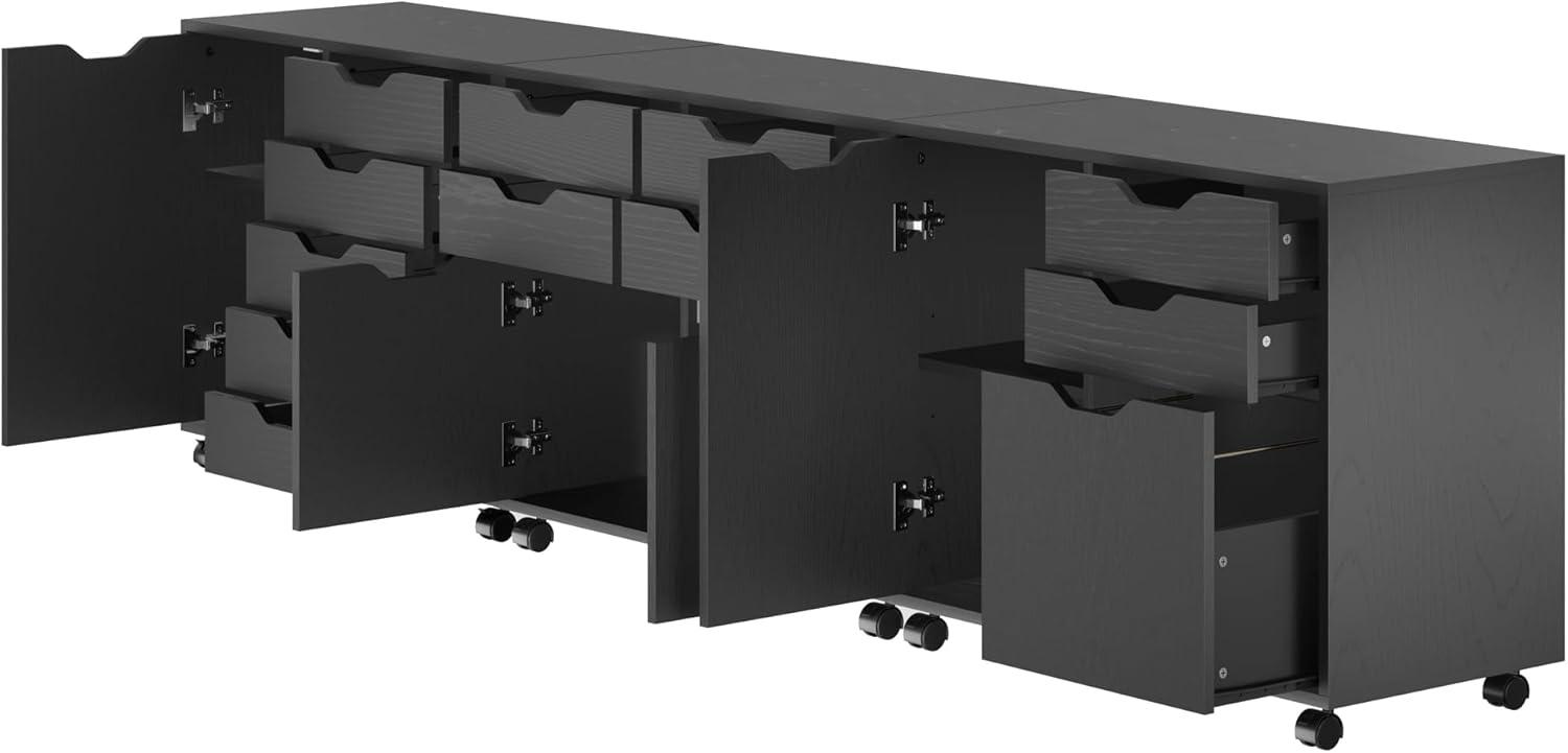 Winsome Wood Halifax 3-Pc Cabinet Set with File Drawer, Black Finish