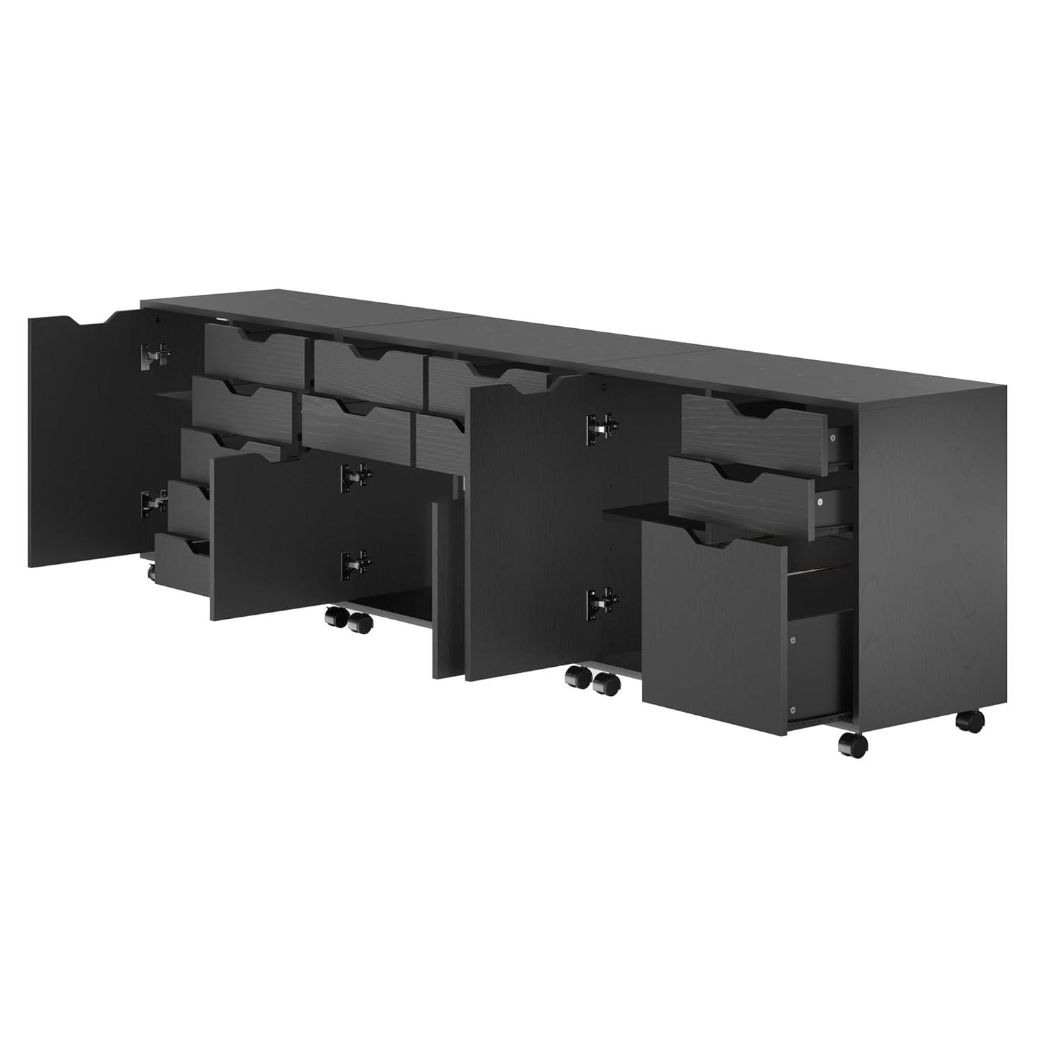 Winsome Wood Halifax 3-Pc Cabinet Set with File Drawer, Black Finish