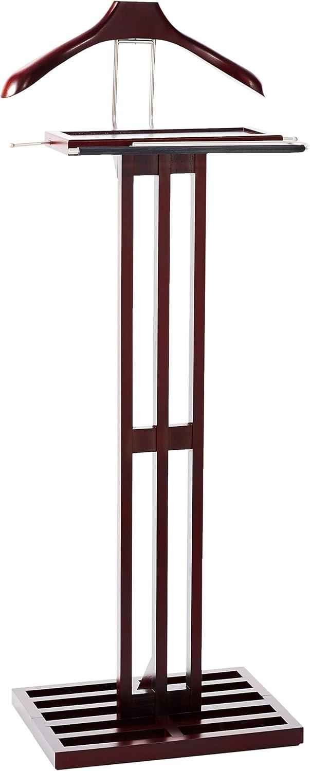 Vl16220 Kyoto Valet, Solid Wood In Mahogany Color, Satin Nickel Hardware.