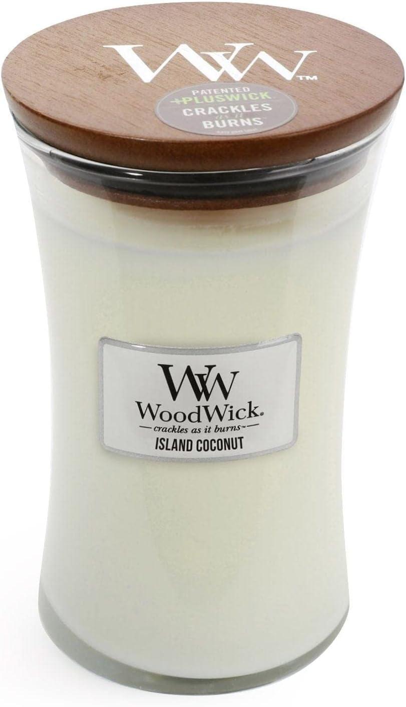 21.5oz Large Hourglass Jar Candle Vanilla Bean - WoodWick: Soy & Paraffin Blend, Crackling Wooden Wick, 120hr Burn Time