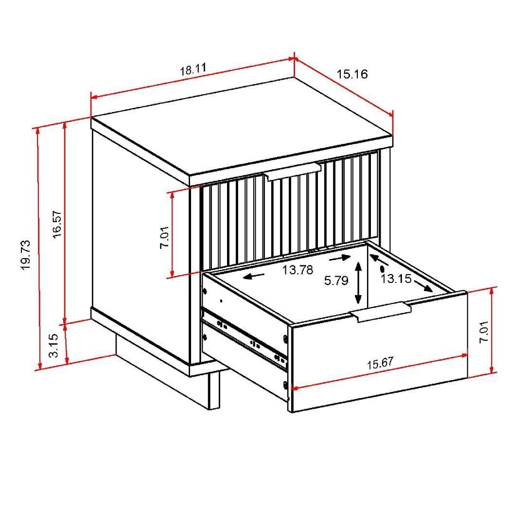 Granville Modern 2 Drawer Nightstand Light Gray - Manhattan Comfort: Soft Close, UV Finish, Metal Handles