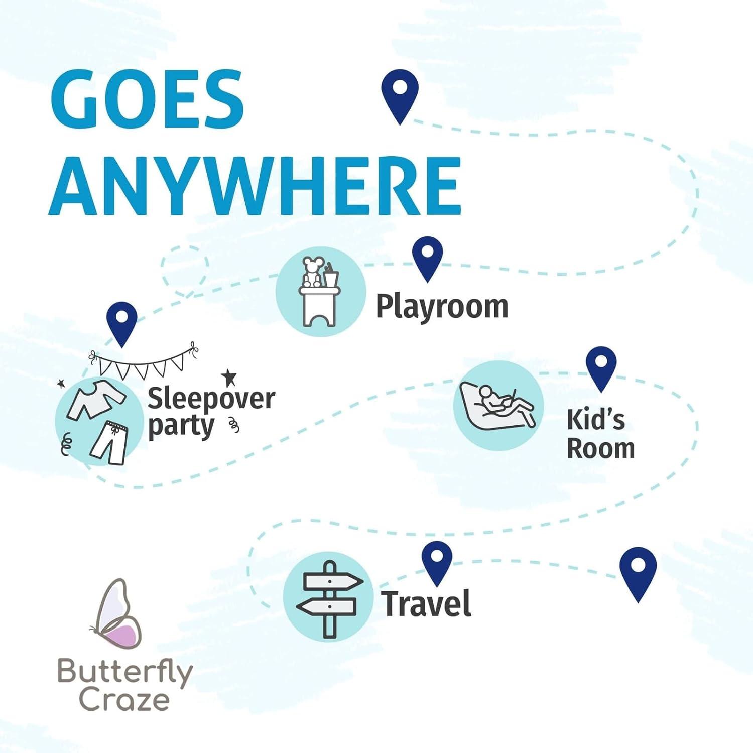 Butterfly Craze Butterfly Craze Floor Pillow Case, Mattress Bed Lounger Cover, Galaxy Blue, Queen Size - for Kids & Adults