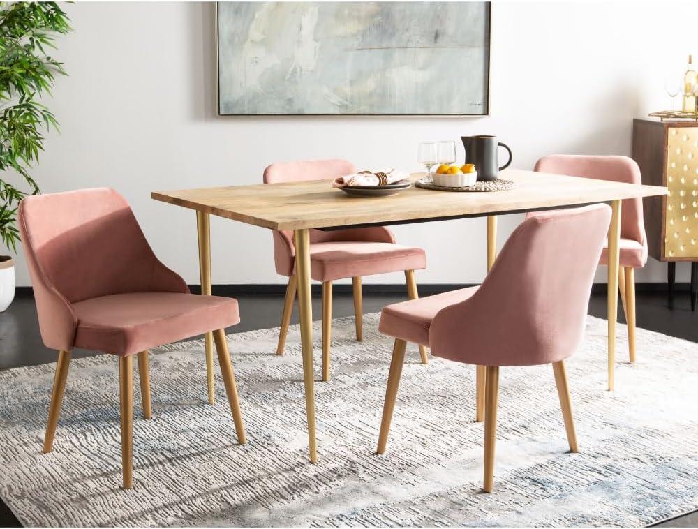 Lulu Upholstered Dining Chair (Set of 2) - Light Brown/Gold - Safavieh