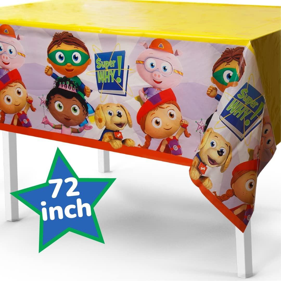 Super Why! Party In A Box Complete Party Kit: 8 Plates, 8 Dessert Plates, 20 Napkins, 8 Cups, 8 Favor Boxes, 24 Utensils, 1 Tablecloth, & 1 77" Banner - All Characters Included!