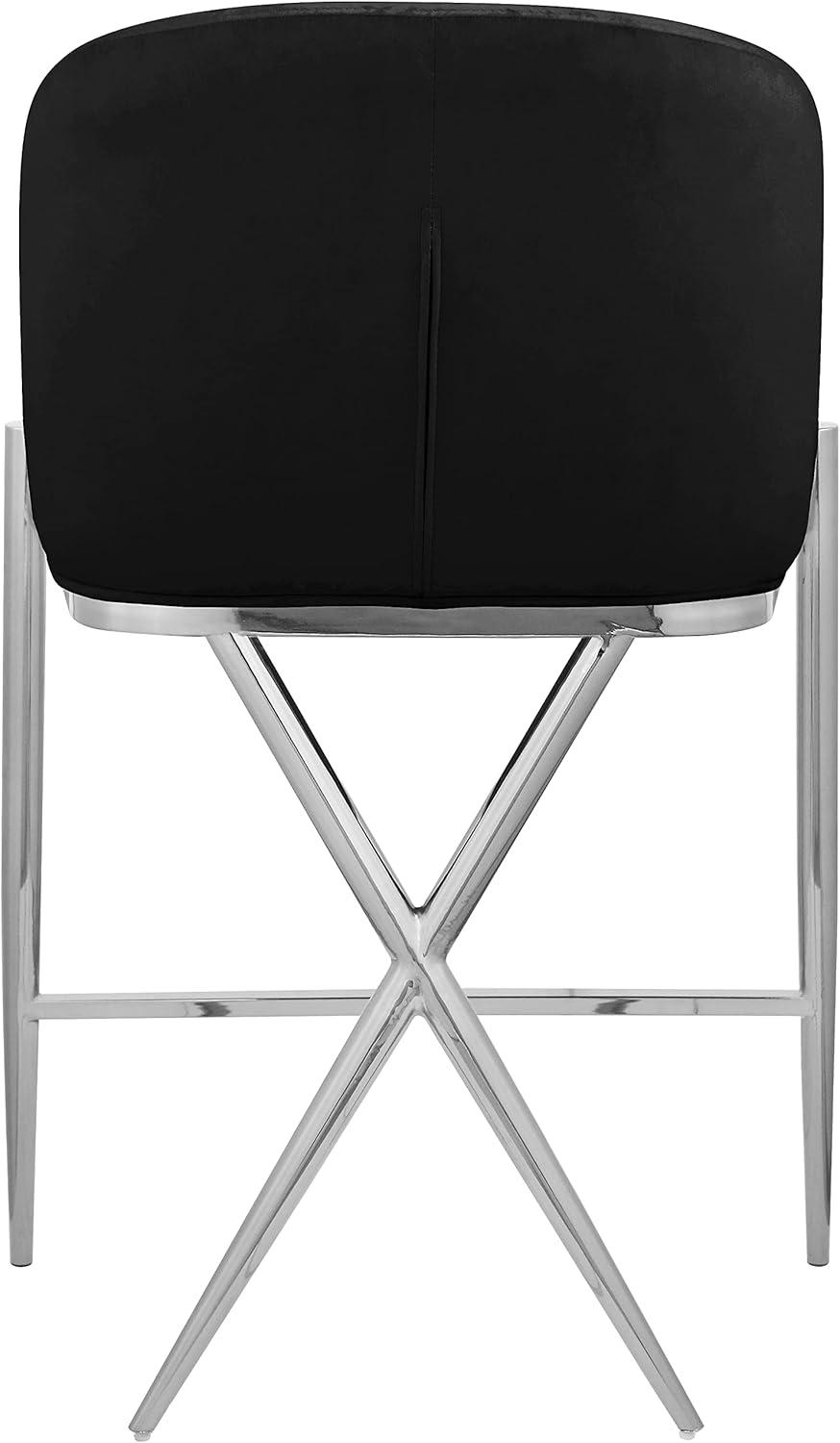 Meridian Furniture Xavier Black Velvet Counter Stool with Chrome Metal Legs