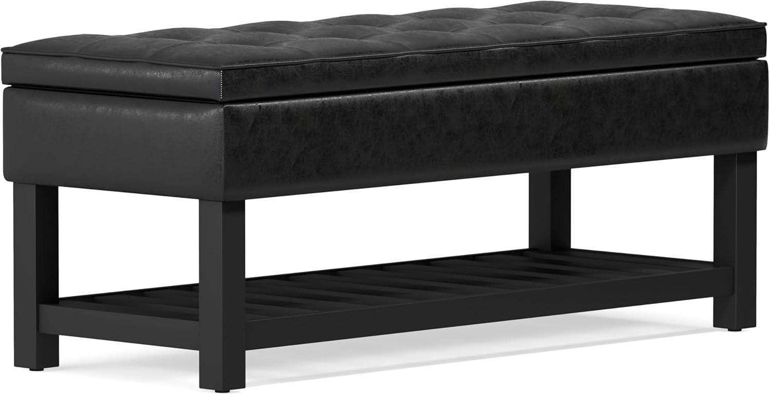 Simpli Home Cosmopolitan 44"W Transitional Tufted Storage Ottoman Bench with Lift Top