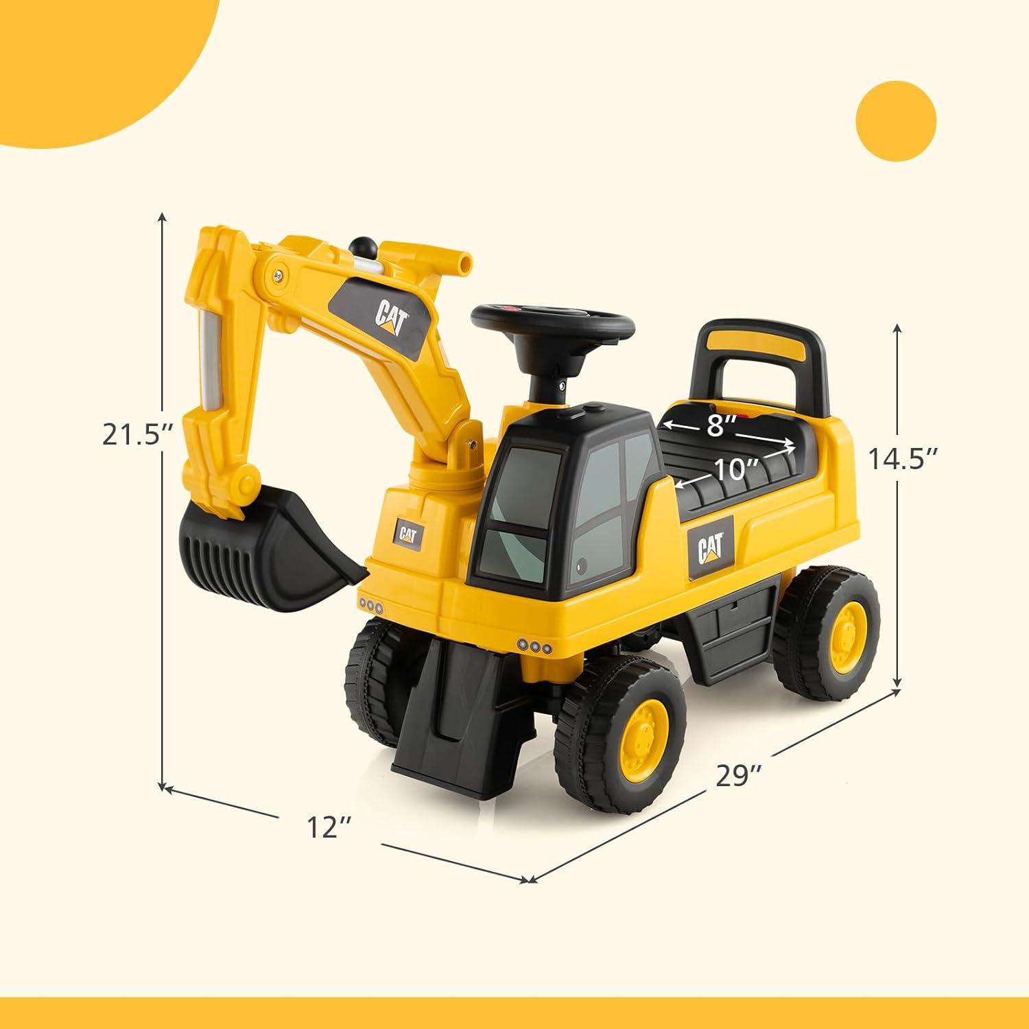 Yellow and Black Caterpillar Kids Ride-On Excavator Toy