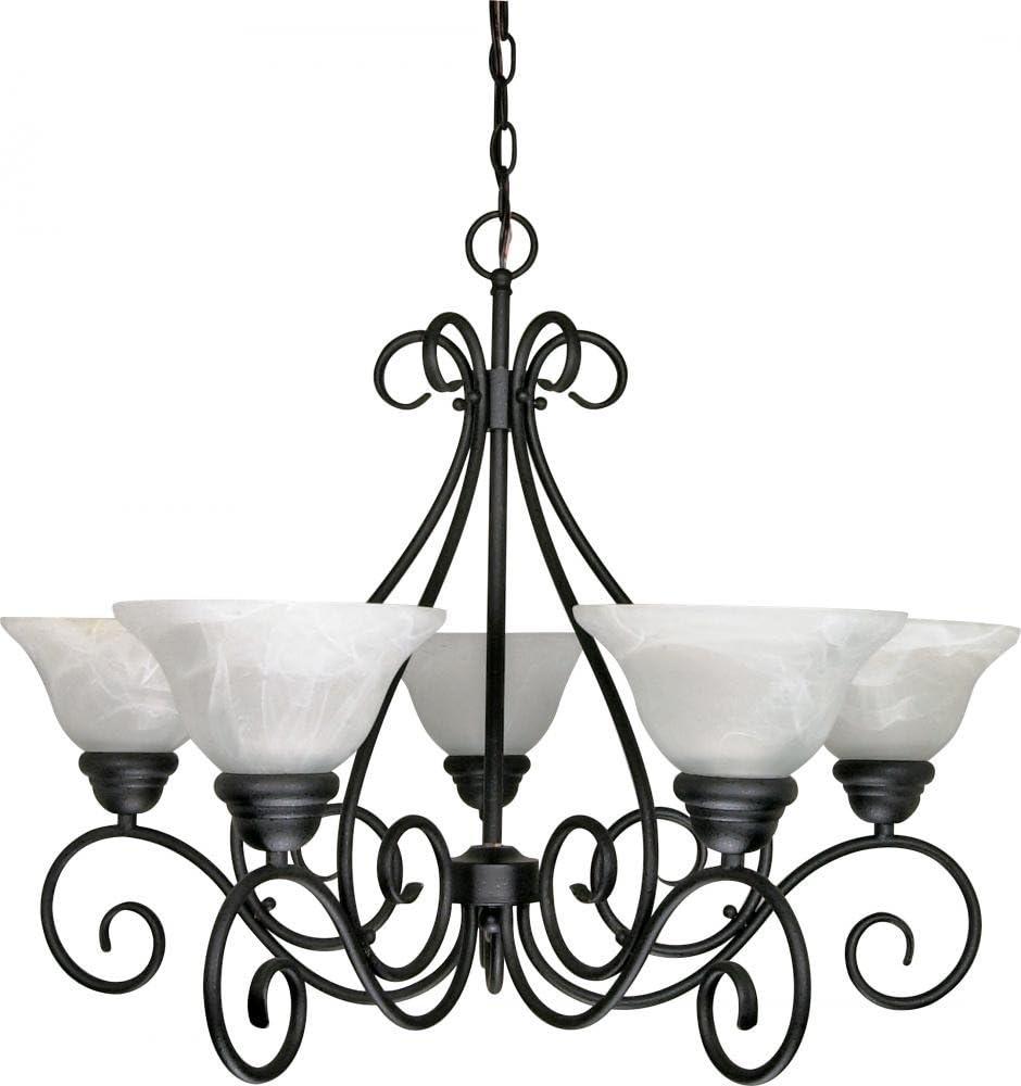 Castillo 5-Light Chandelier Textured Black with Alabaster Glass