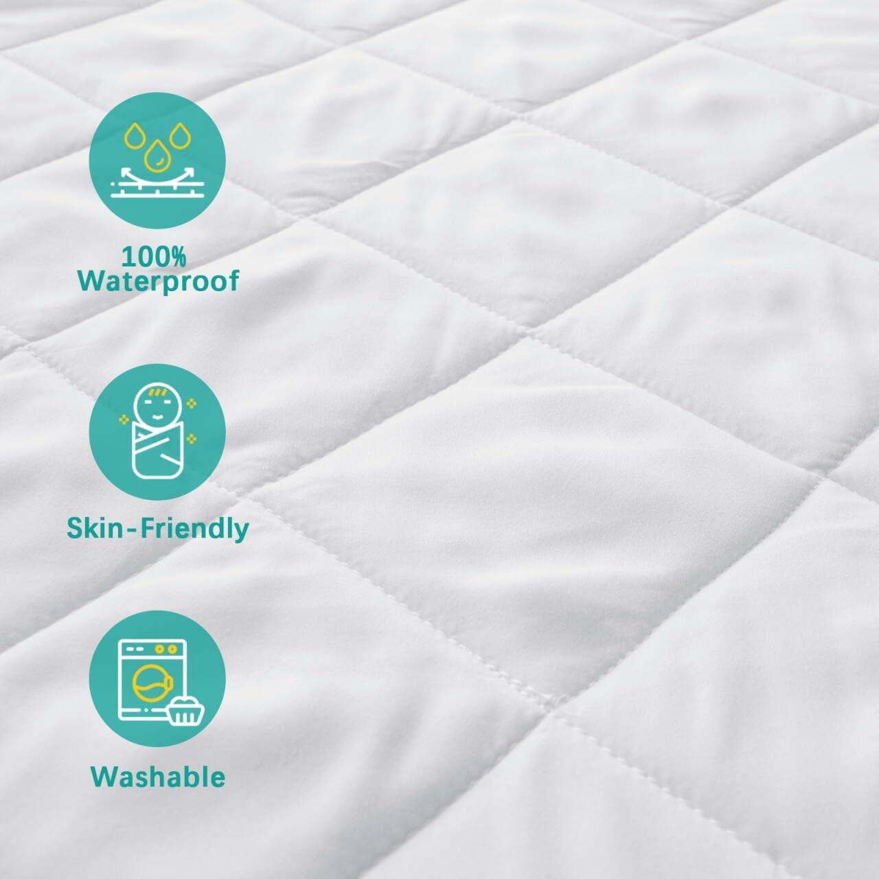 Biloban Waterproof Zippered Polyester Mattress Encasement, Crib Bed