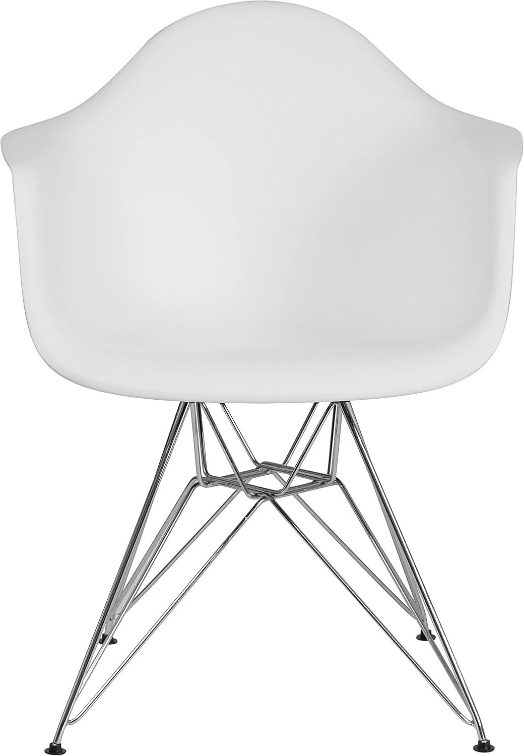 Flash Furniture 2 Pack Alonza Series White Plastic Chair with Chrome Base