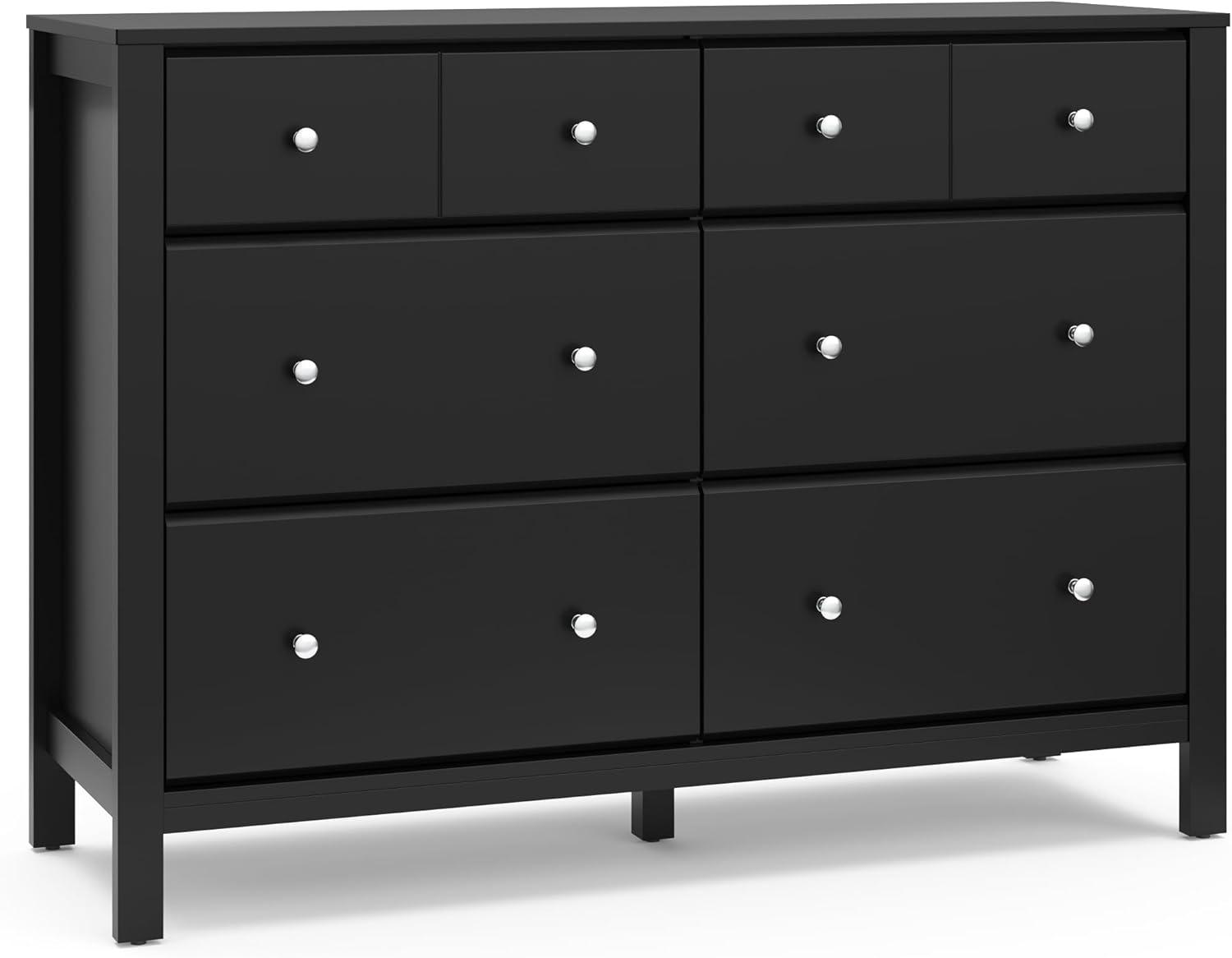 Storkcraft Horizon 6 Drawer Nursery Double Dresser, Black