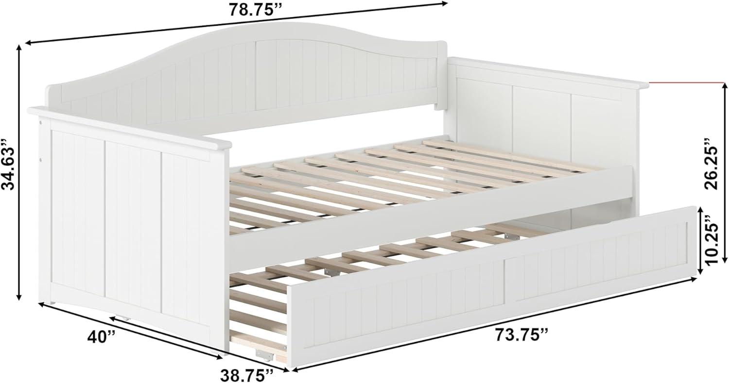 AFI Nantucket Twin Wood Daybed with Twin Size Trundle in White