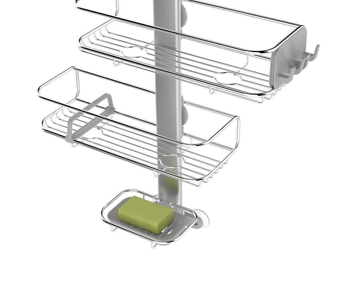 Simplehuman Medium Adjustable Shower Caddy, Stainless Steel/Anodized Aluminum Rust-Proof Frame