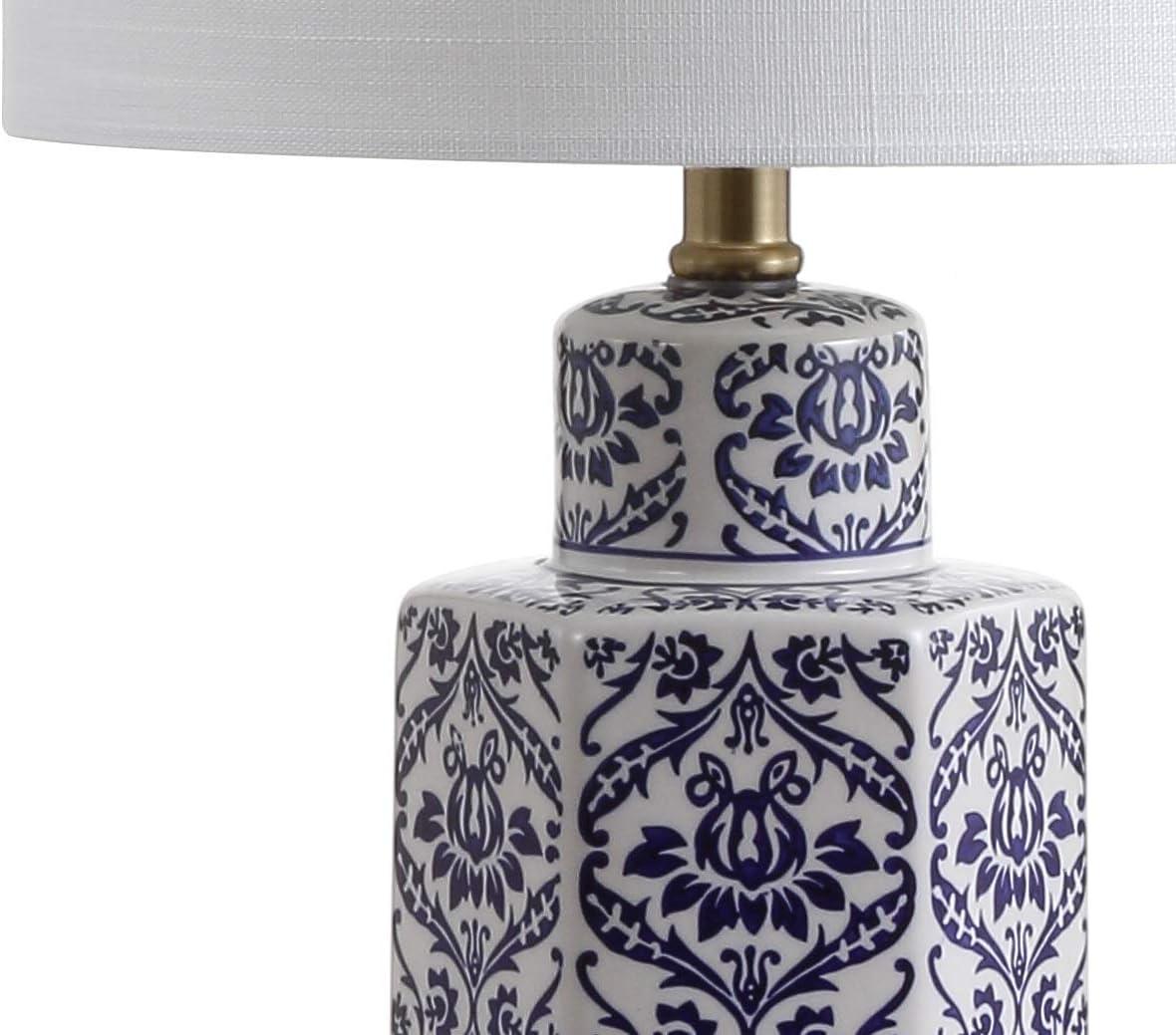 JONATHAN Y JYL3050A Diana 23.5" Ginger Jar Ceramic/Metal LED Table Lamp Classic Traditional Bedside Desk Nightstand Lamp for Bedroom Living Room Office College Bookcase LED Bulb Included, Blue/White