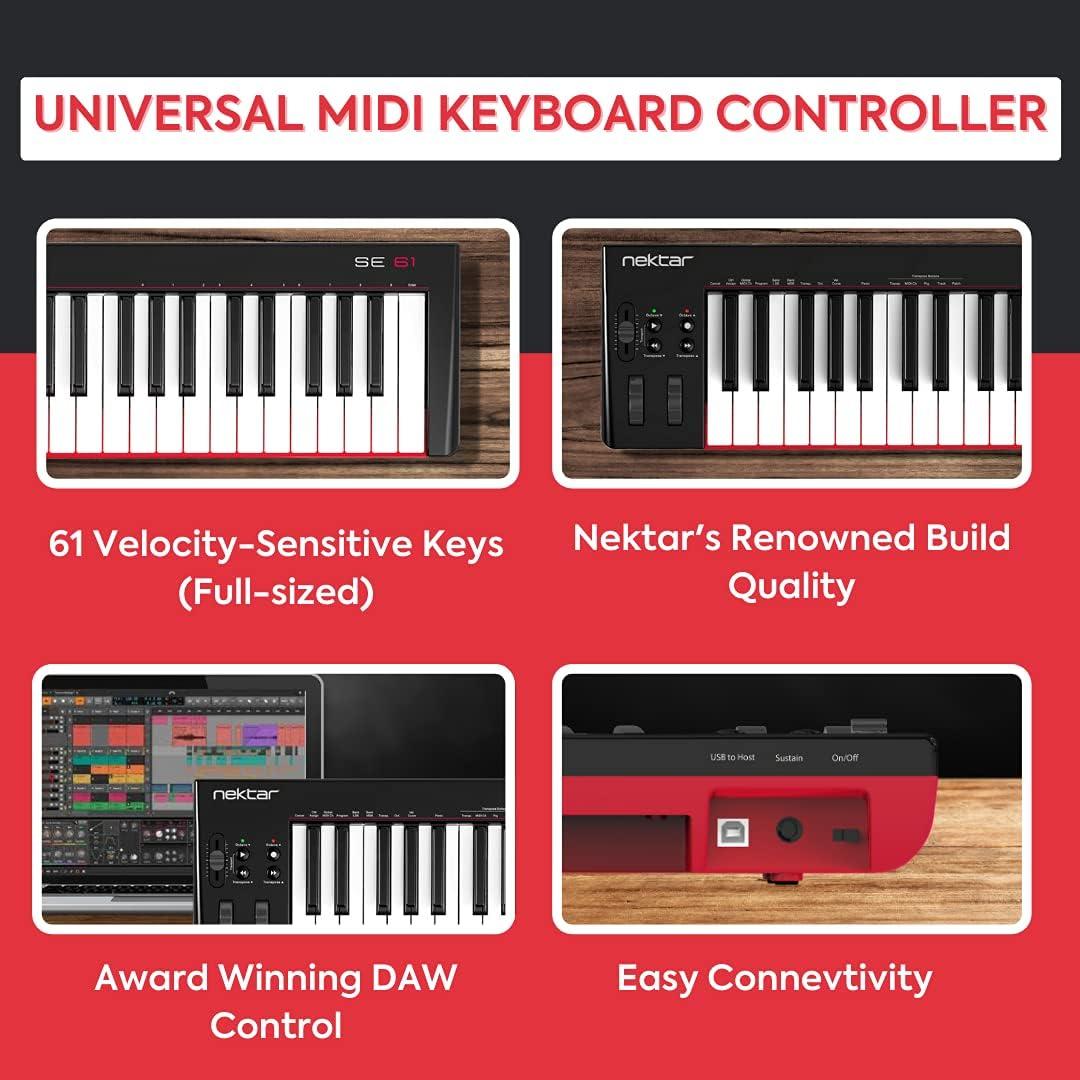 Nektar SE61 Black Full-Size USB MIDI Controller Keyboard