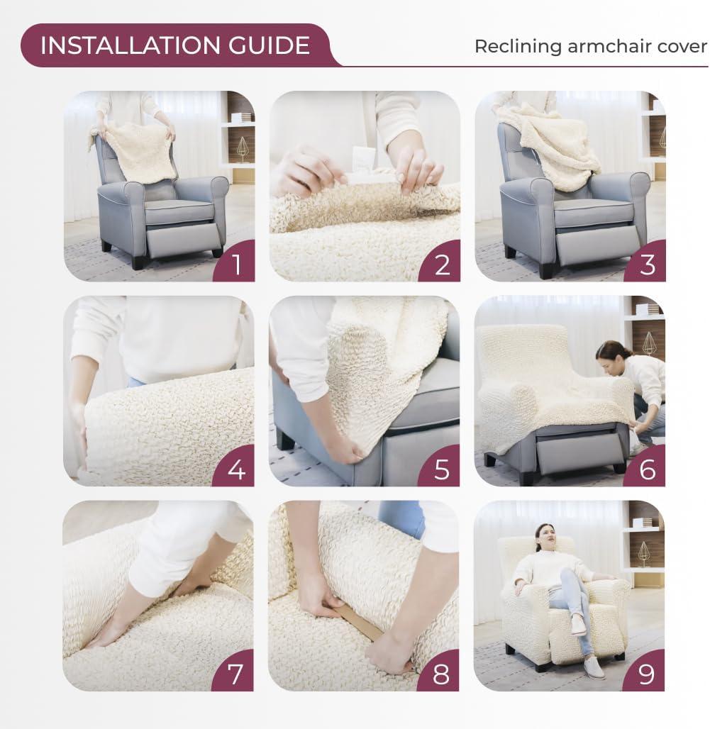 Stretchy Slipcover for Recliner Armchair - Easy to Clean & Durable - Microfibra Collection