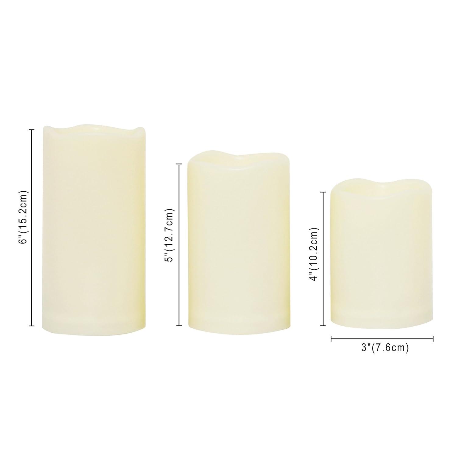 Outdoor Waterproof Flameless LED Pillar Candles with Timer Long Lasting Indoor Battery Operated Electric Flickering Candle Lights for Halloween Christmas Home Wedding Party Décor Gift Choice 3-Pack