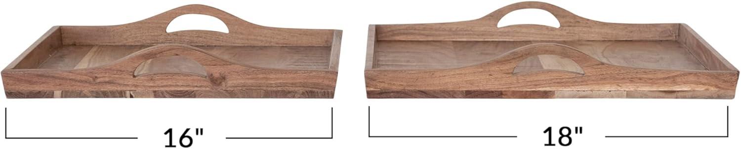 Creative Co-Op Square Acacia Wood Trays with Handles, Natural, Set of 2