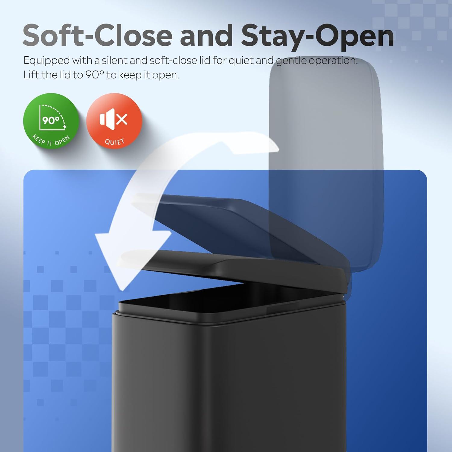 FDW Bathroom Trash Can With A Lid 1.3 Gallon  (5 L) Small Trash Bin Step Pedal Garbage Can With Removable Bucket Slim For Small Spaces For Bathroom,Bedroom,Kitchen,Office