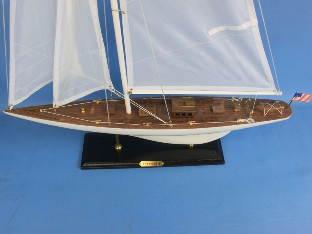 Wooden Intrepid Model Sailboat Decoration - 35 in.