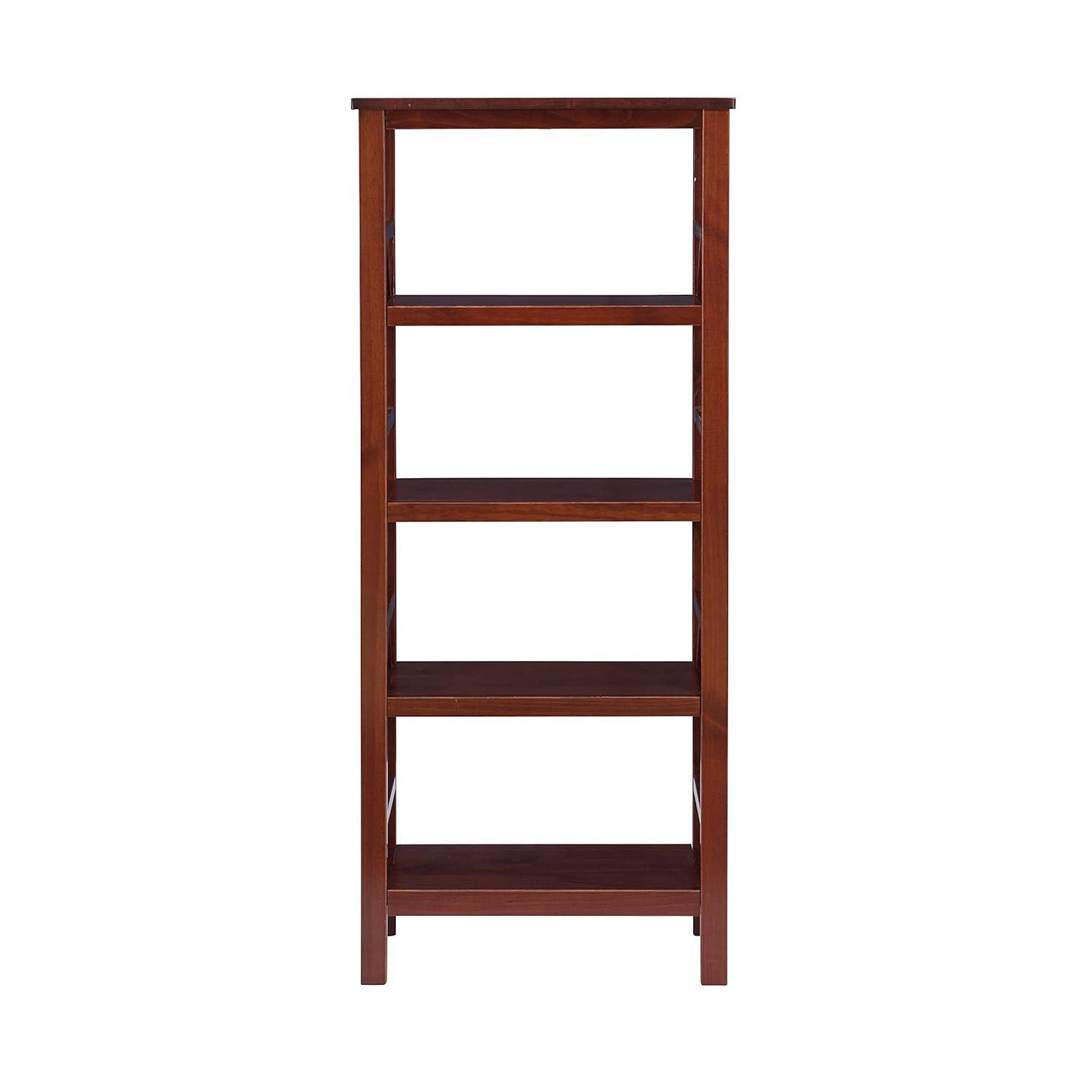 54.45" Titian Transitional Solid Wood Display and Storage Bookshelf Brown - Linon: Mid-Century Modern, 4 Fixed Shelves
