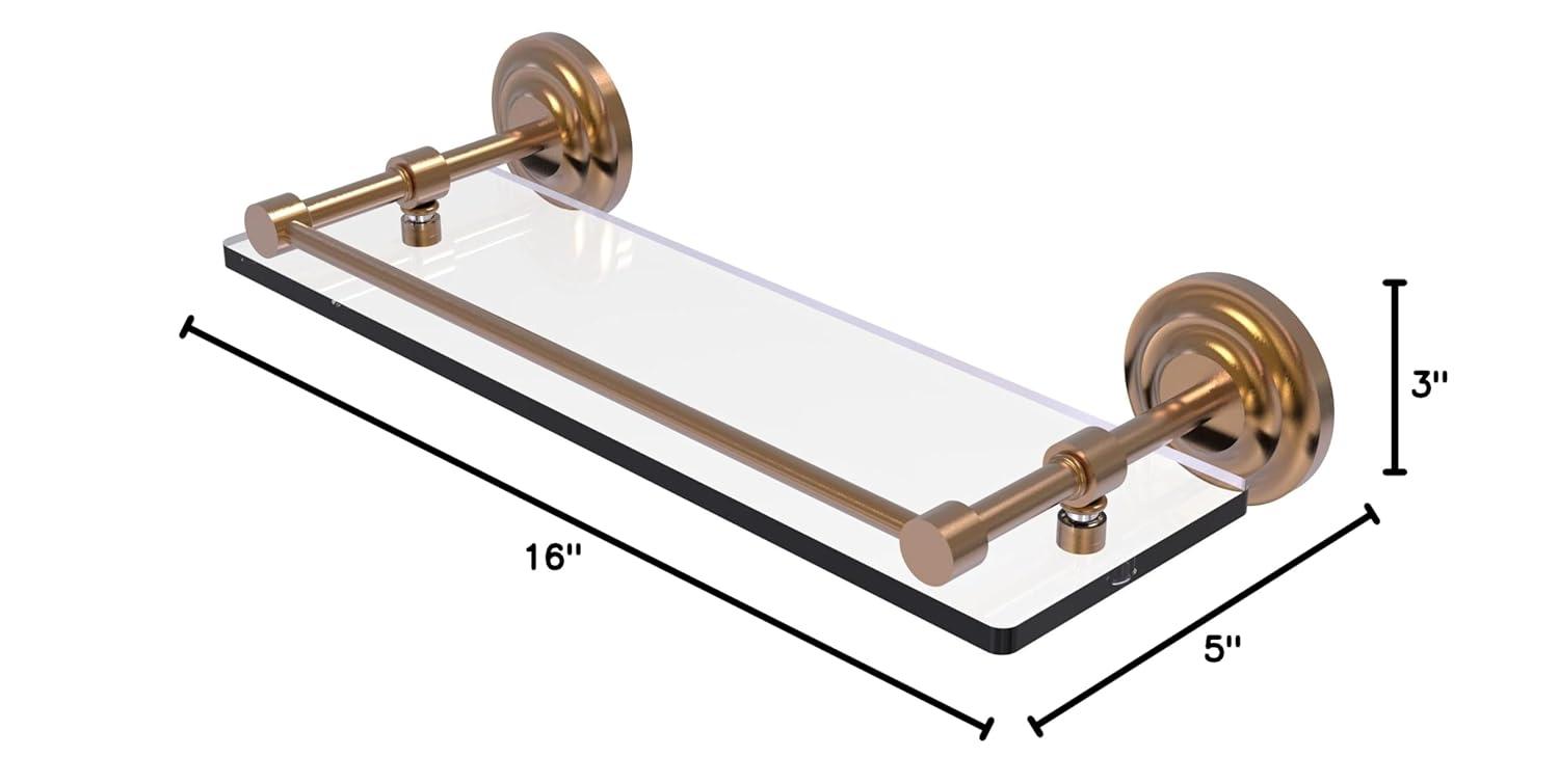 Allied Brass QN-1/16-GAL-BBR Qn 1 Gal Que New Inch Tempered Gallery Rail Glass Shelf, 16 Inch, Brushed Bronze