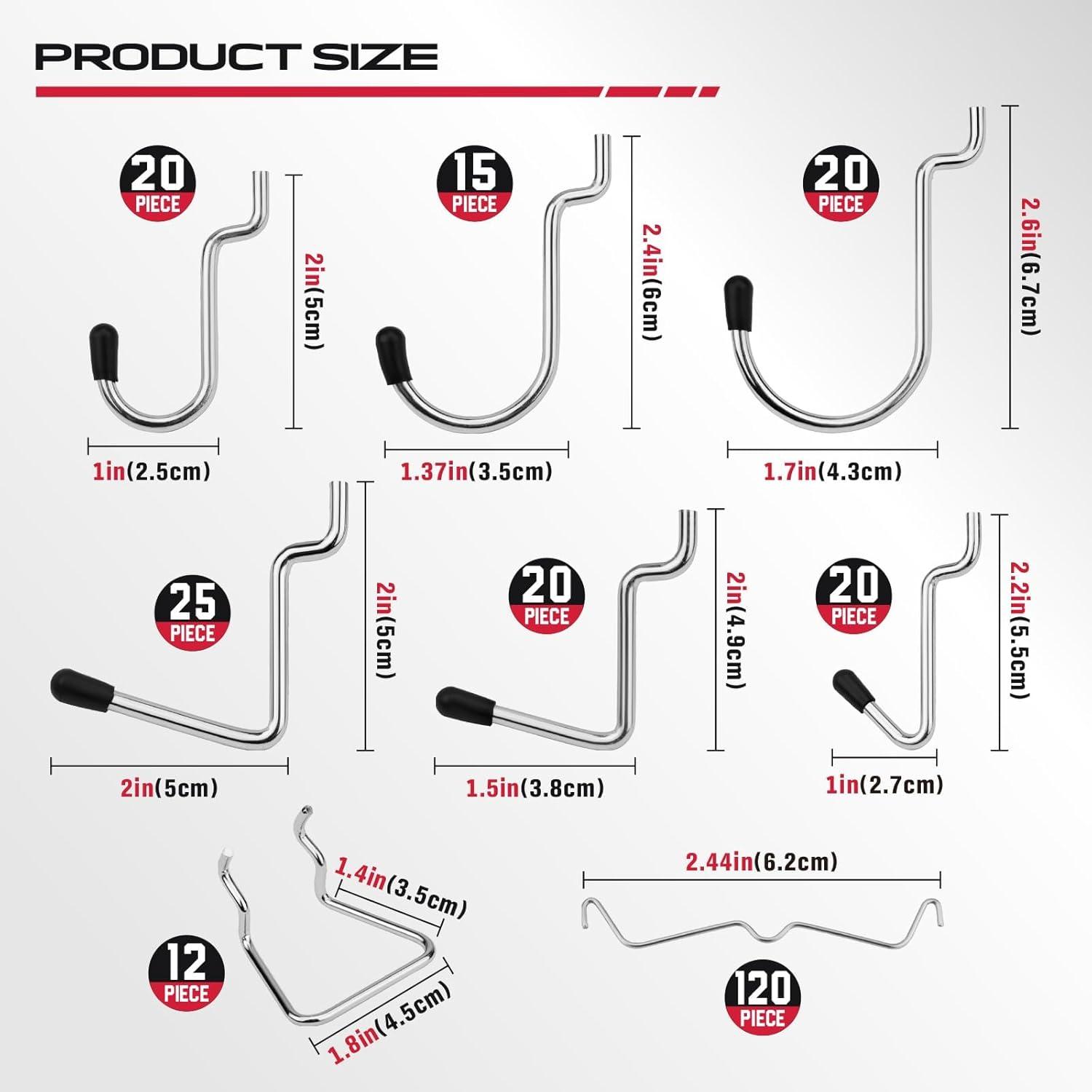 300-Piece Pegboard Hook Set, Pegboard Organizer Accessories for Hanging, Durable Metal Hooks for Tool Organization, Garage, Workshop, and Craft Storage