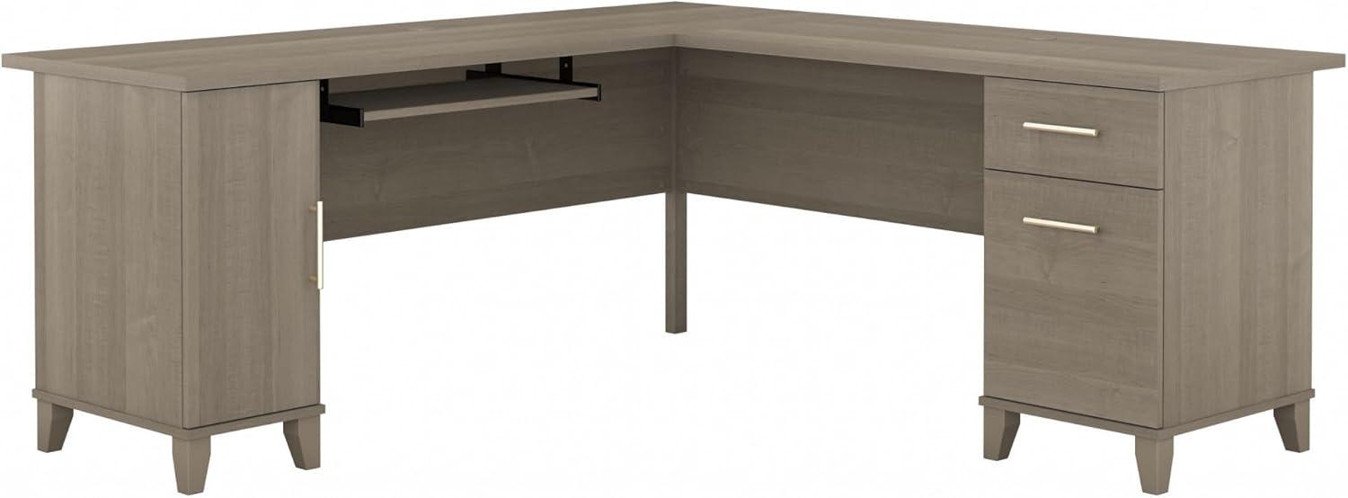 Bush Furniture Somerset 72" L Shaped Desk with Storage, Ash Gray