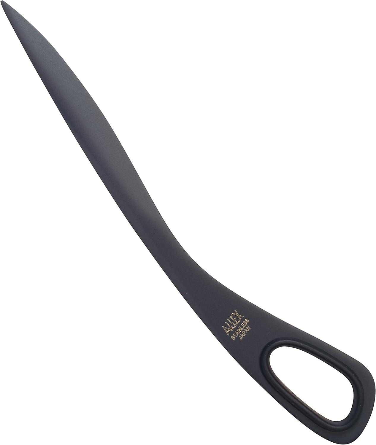 ALLEX Letter Opener Black 6.7" Sword Envelope Opener Knife, Razor Japanese Stainless Steel Blade (Non-Stick Fluorine Coating), Mail Opener Paper Knife Tool All Metal, Made in Japan