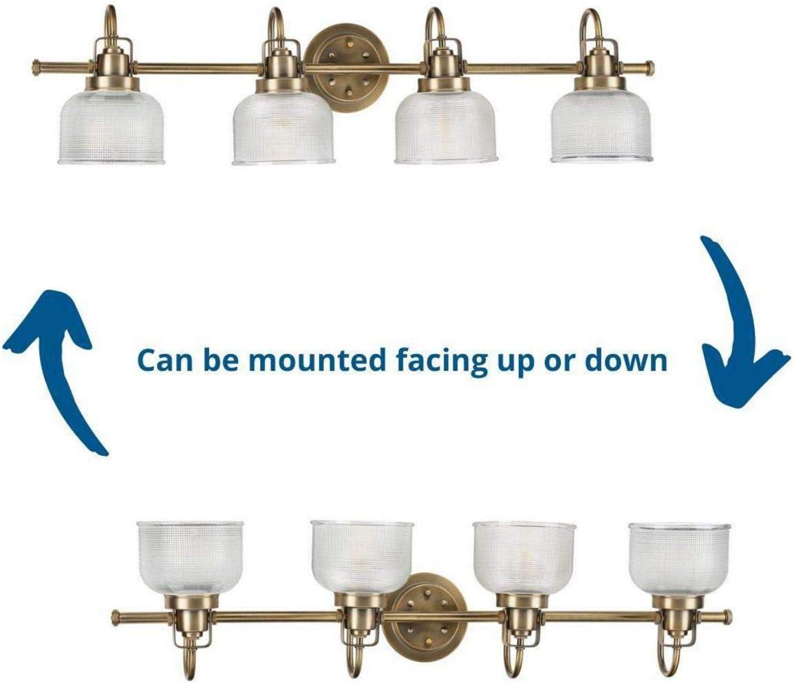 Archie Collection Four-Light Vintage Brass Clear Double Prismatic Glass Coastal Bath Vanity Light