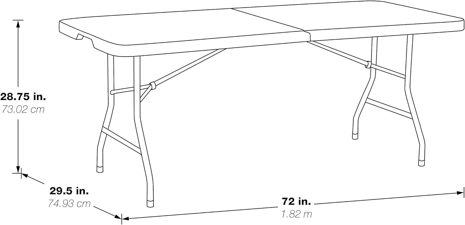 Office Star Products 72" Rectangle Center Fold Multi Purpose Folding Table - White