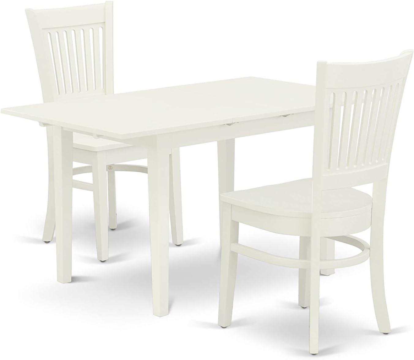 Linen White Rectangular Dining Set with Slatted Back Chairs