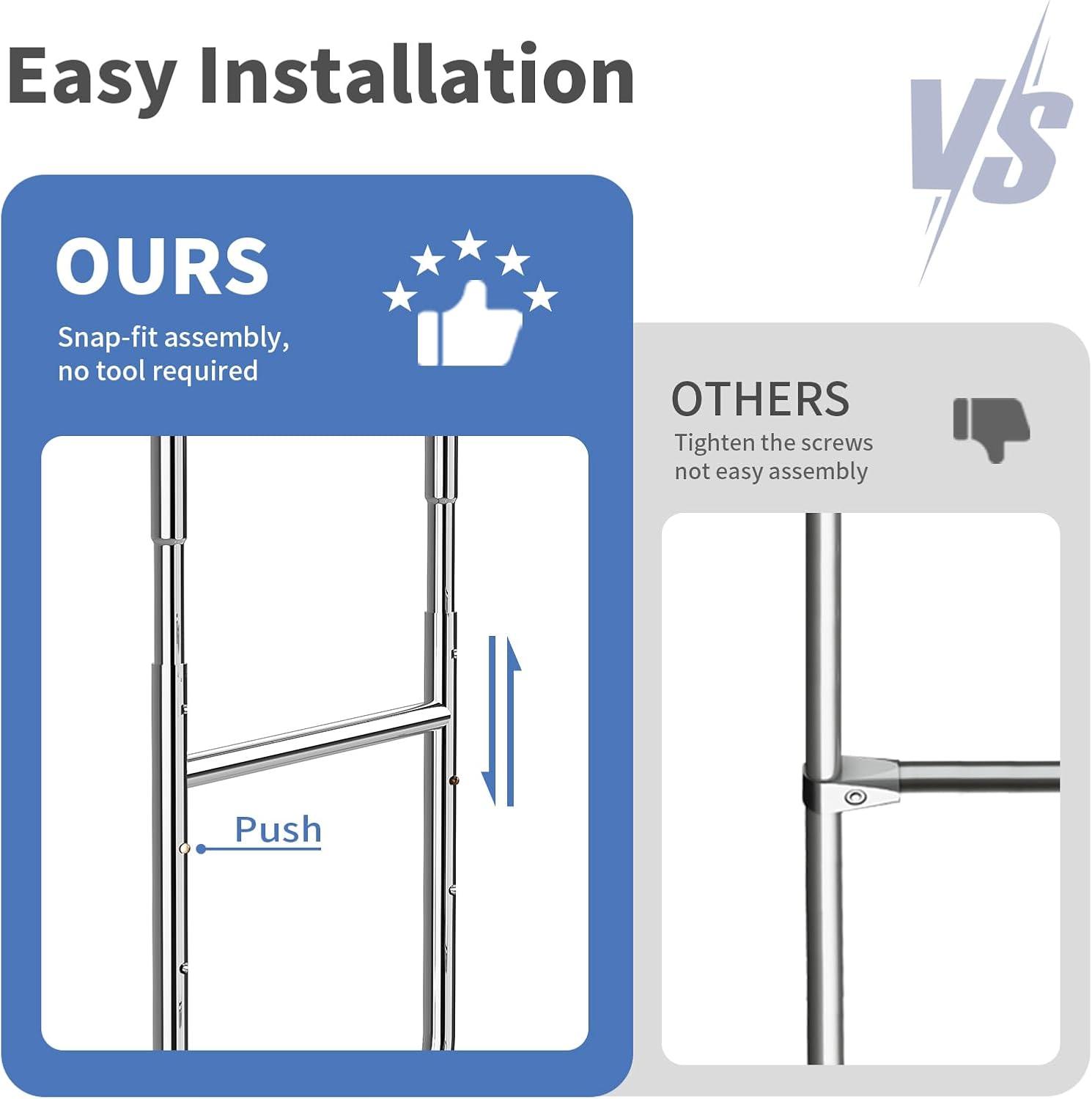 Rebrilliant Freestanding Rolling Garment Rack with Shelves and Wheels