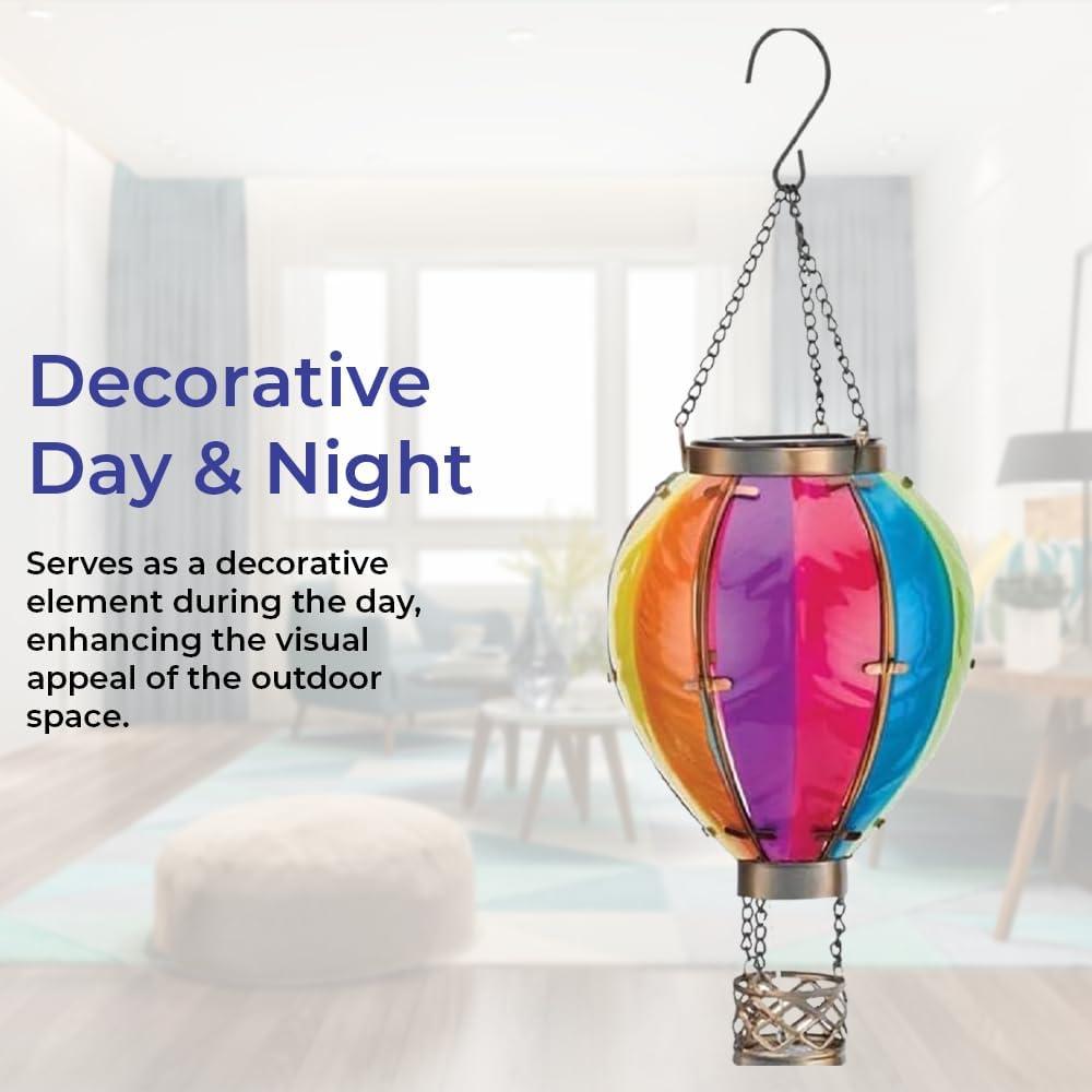 15'' Multicolor Glass Hot Air Balloon LED Lantern