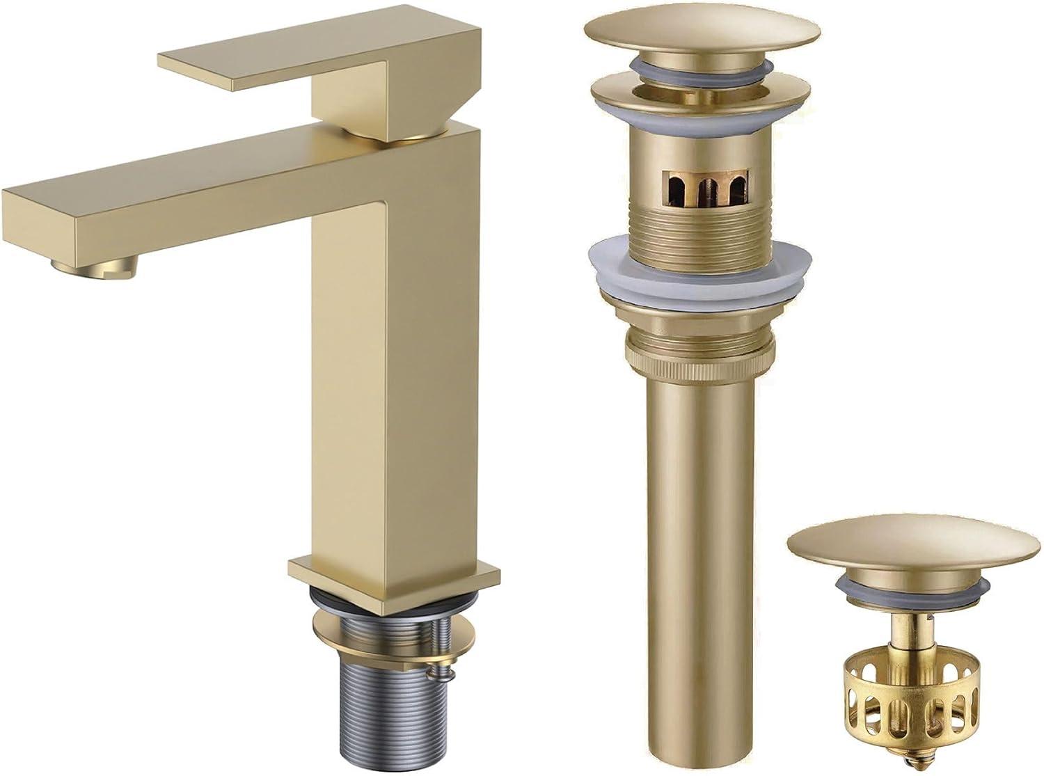 Fine Fixtures Single Hole Bathroom Faucet with Pop-up Drain and Strainer Basket FAM3PC