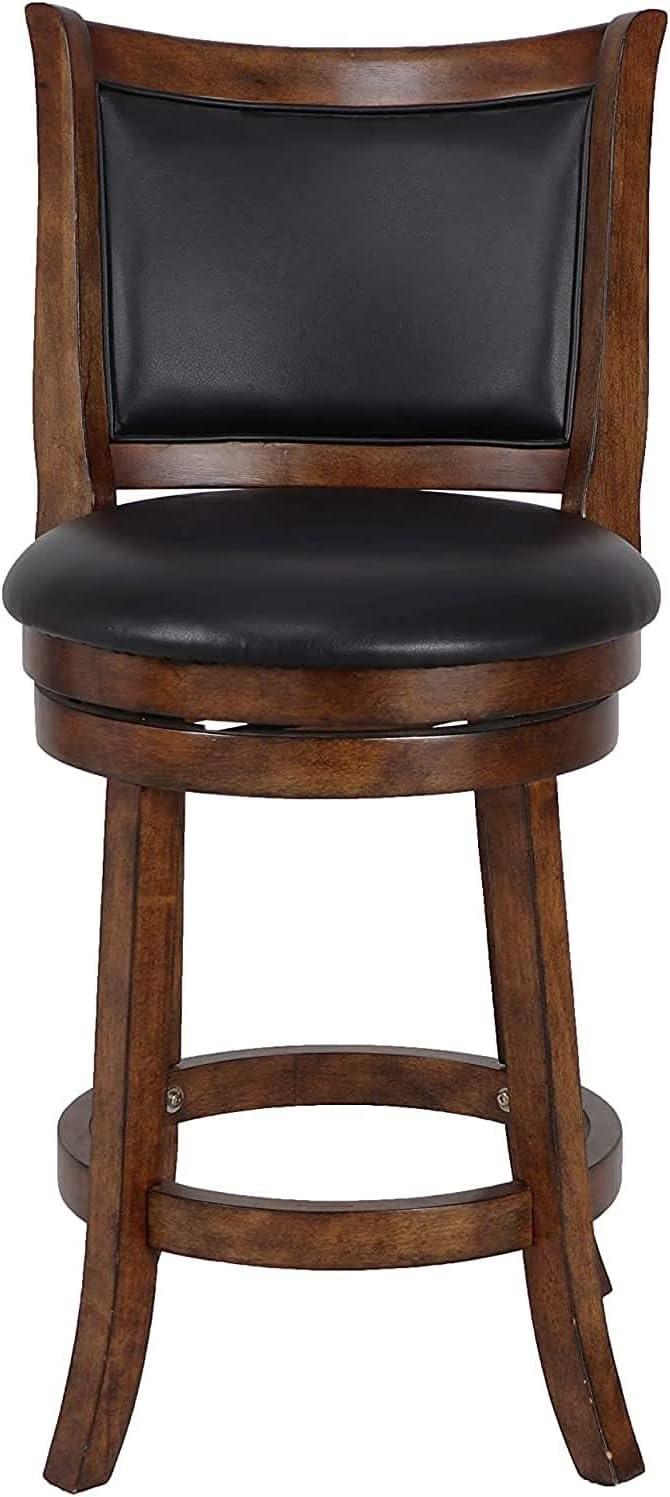 New Classic Bristol 29" Wood Swivel Bar Stool with PU Seat in Dark Brown/Black