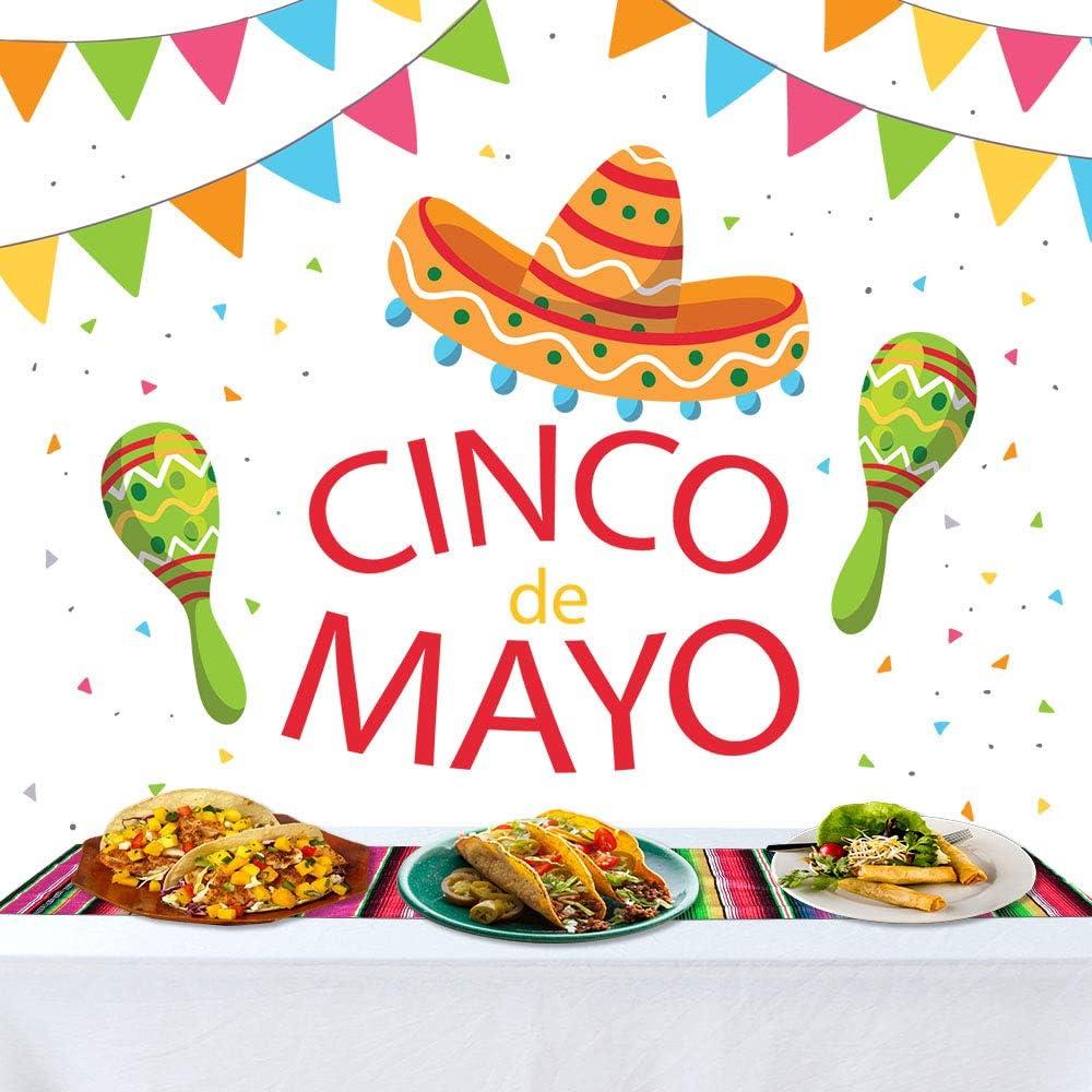 Habbi Mexican Table Runner 4Pack 14 x 110 Inches Large Mexican Theme Party Decoration for Cinco de Mayo Fiesta Party Serape Table Runner Red and Blue