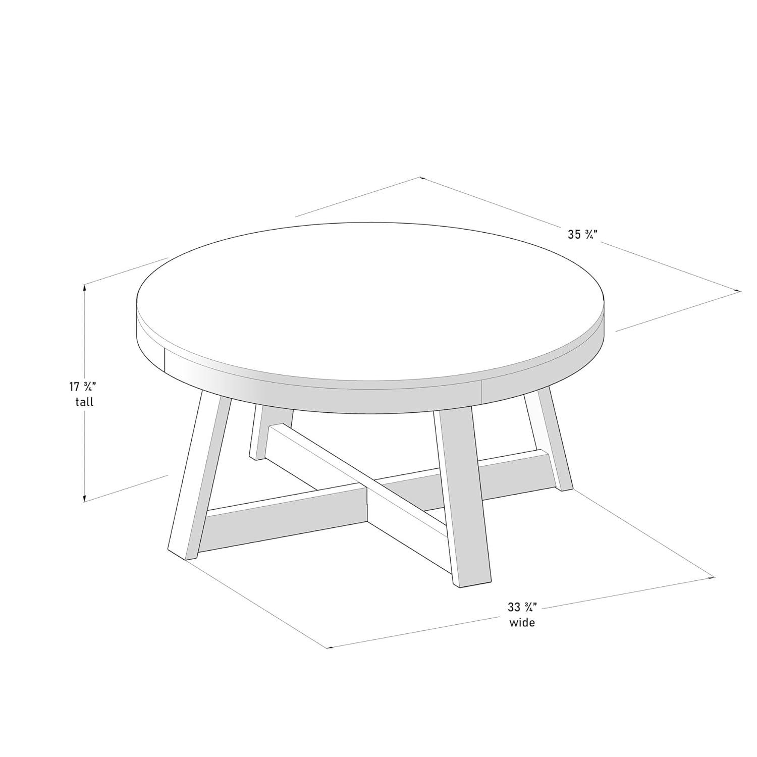 Plank+Beam Classic Solid Wood Round Coffee Table, 36" Farmhouse Table for Living Room