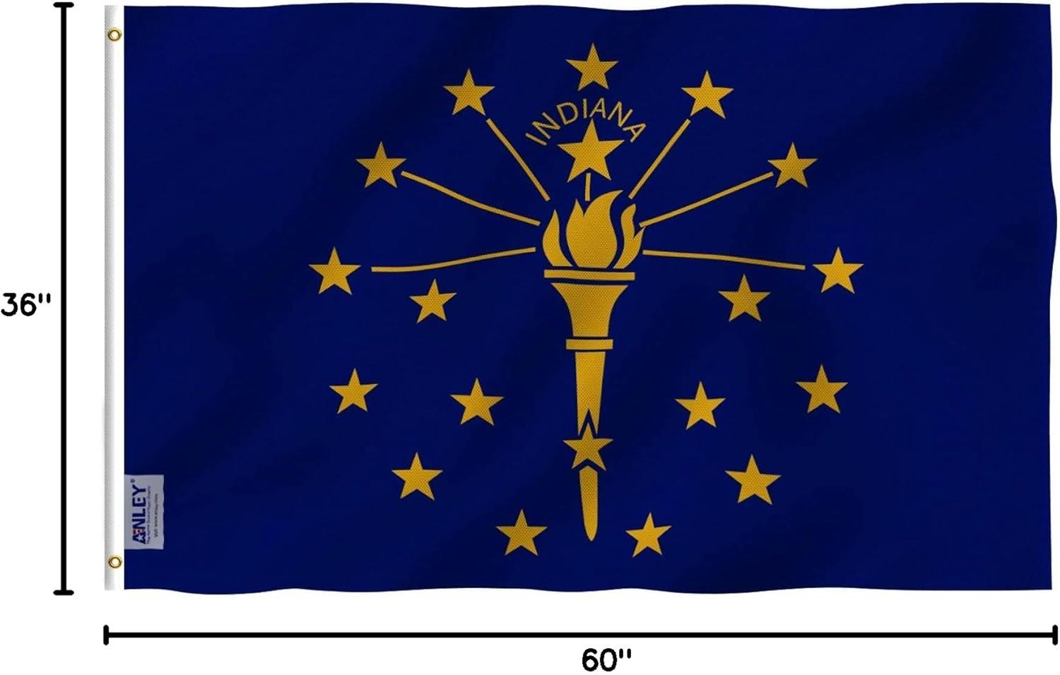 Fly Breeze 3x5 Foot Indiana State Flag with Brass Grommets