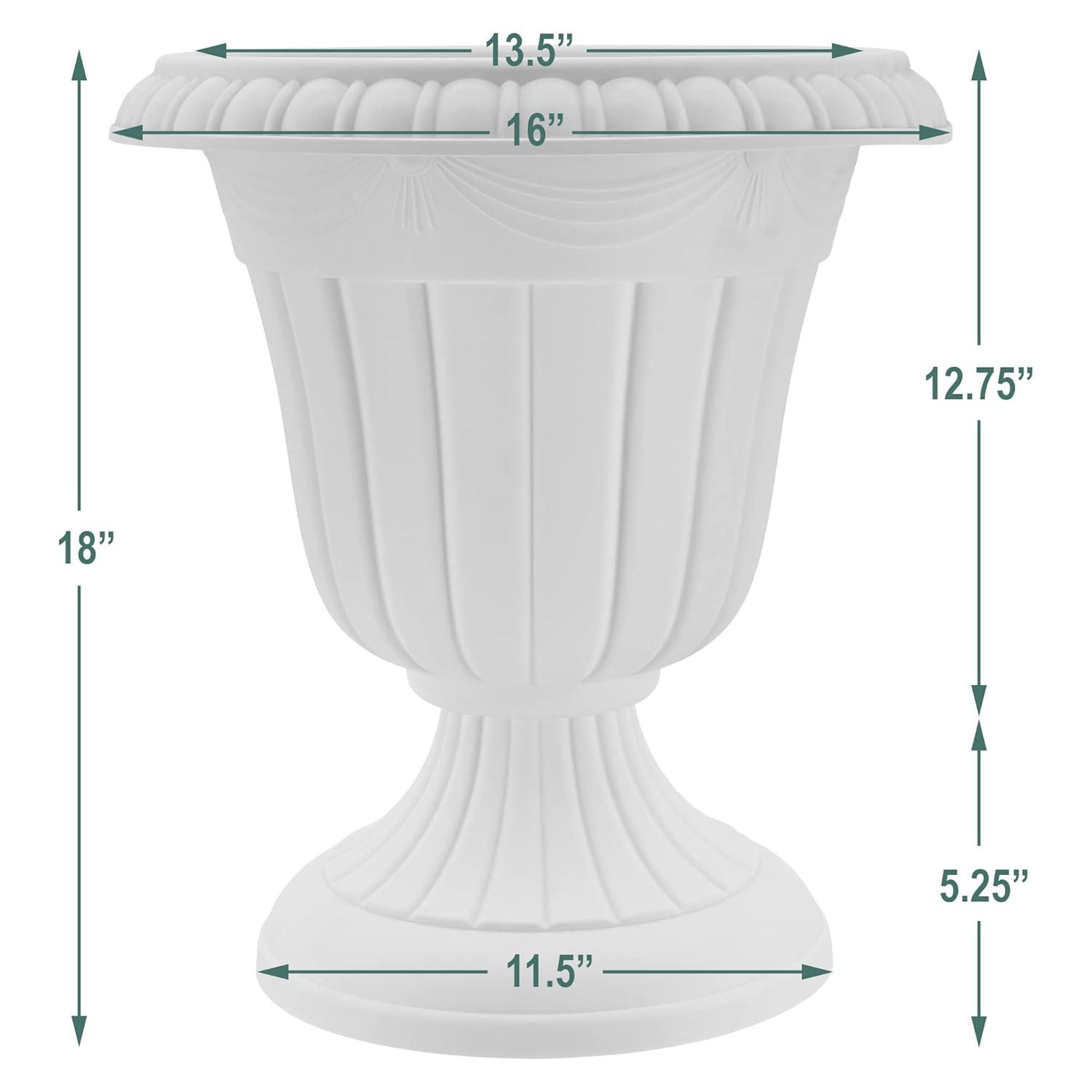 PL20BG Classic Traditional Plastic Urn Planter Indoor/Outdoor, 10" x 12", (Beige)