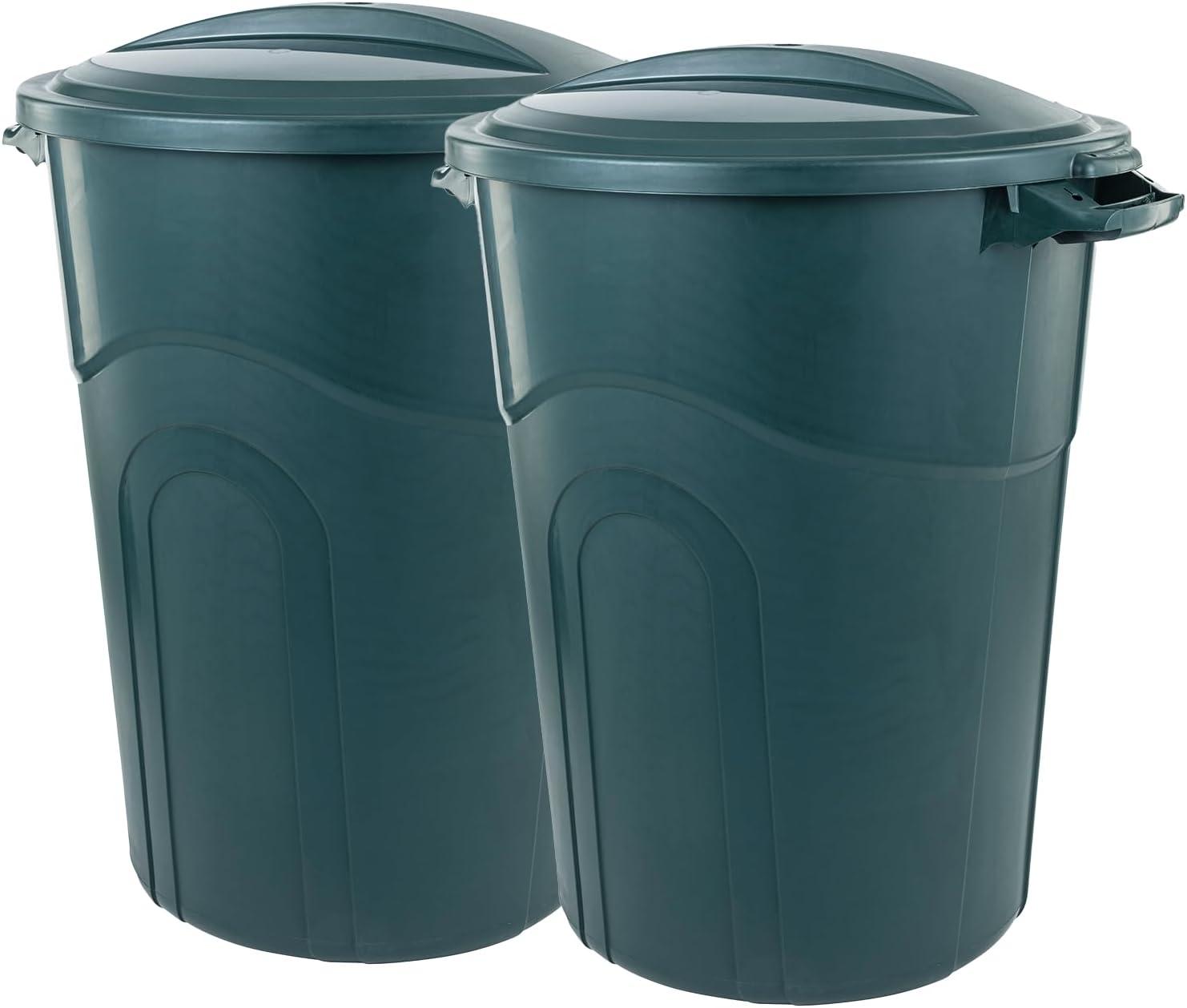 Ecosolution Outdoor Garbage Can, 20 Gal, 2 Pack, Heavy-Duty, Recycle Symbol