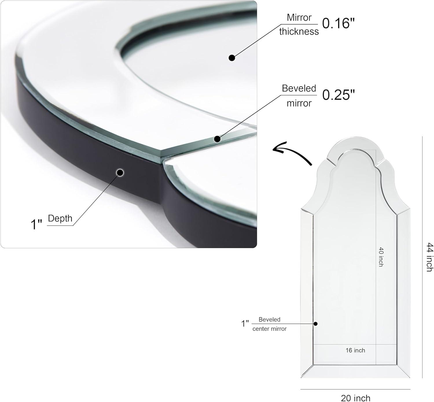 Empire Art Direct Arch Elegant Beveled Wall Mirror I Bathroom, Vanity, Bedroom Mirror - Clear - 20 x 44