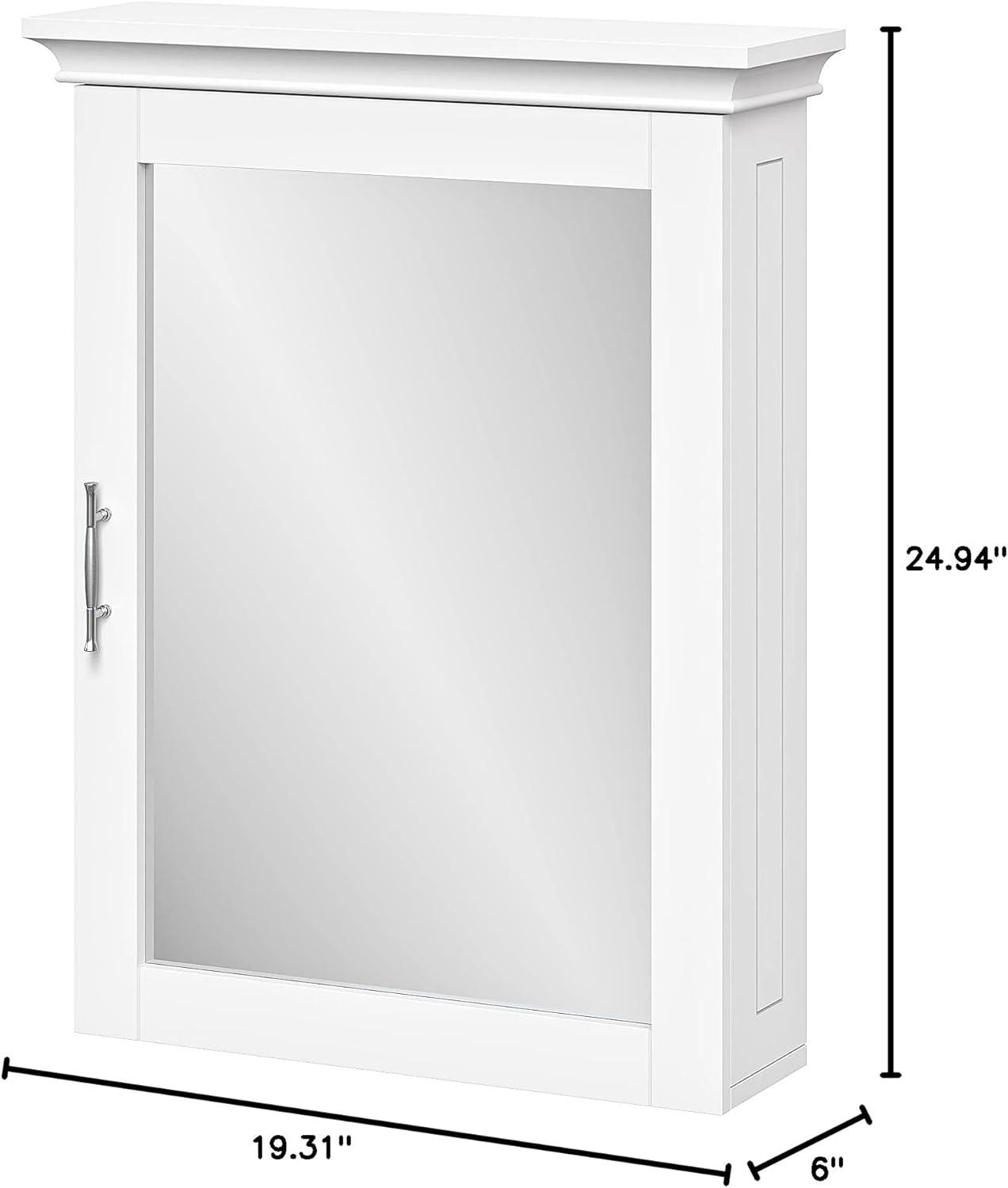 RiverRidge Somerset Bathroom and Laundry Mirrored Wall Mount Storage Medicine Cabinet with Adjustable Shelf - White