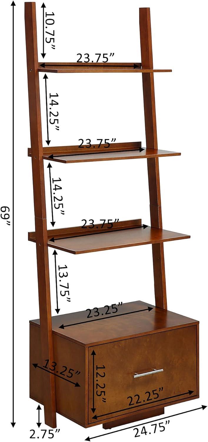 Convenience Concepts American Heritage Ladder Bookcase with File Drawer-Finish:Cherry