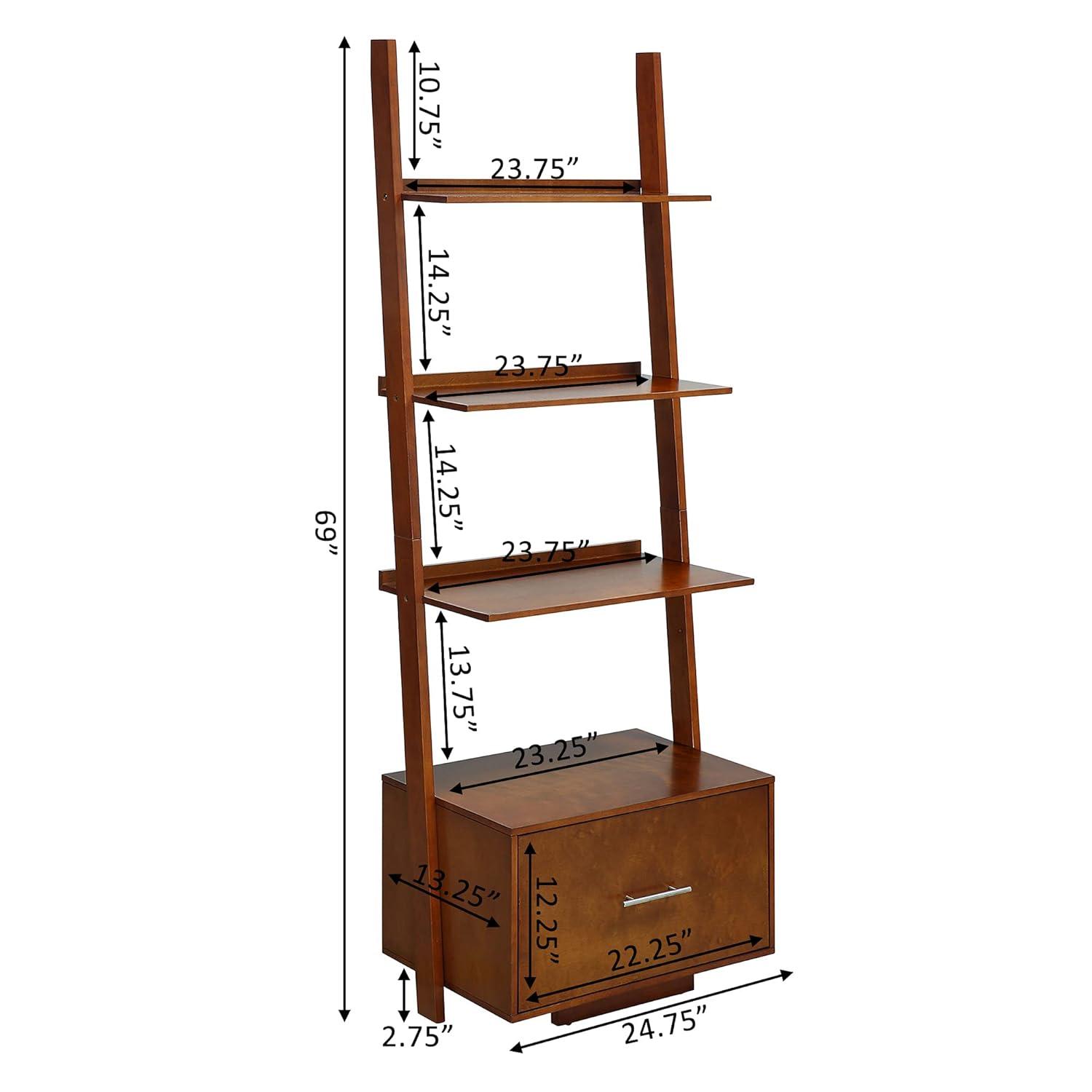 Convenience Concepts American Heritage Ladder Bookcase with File Drawer-Finish:Cherry