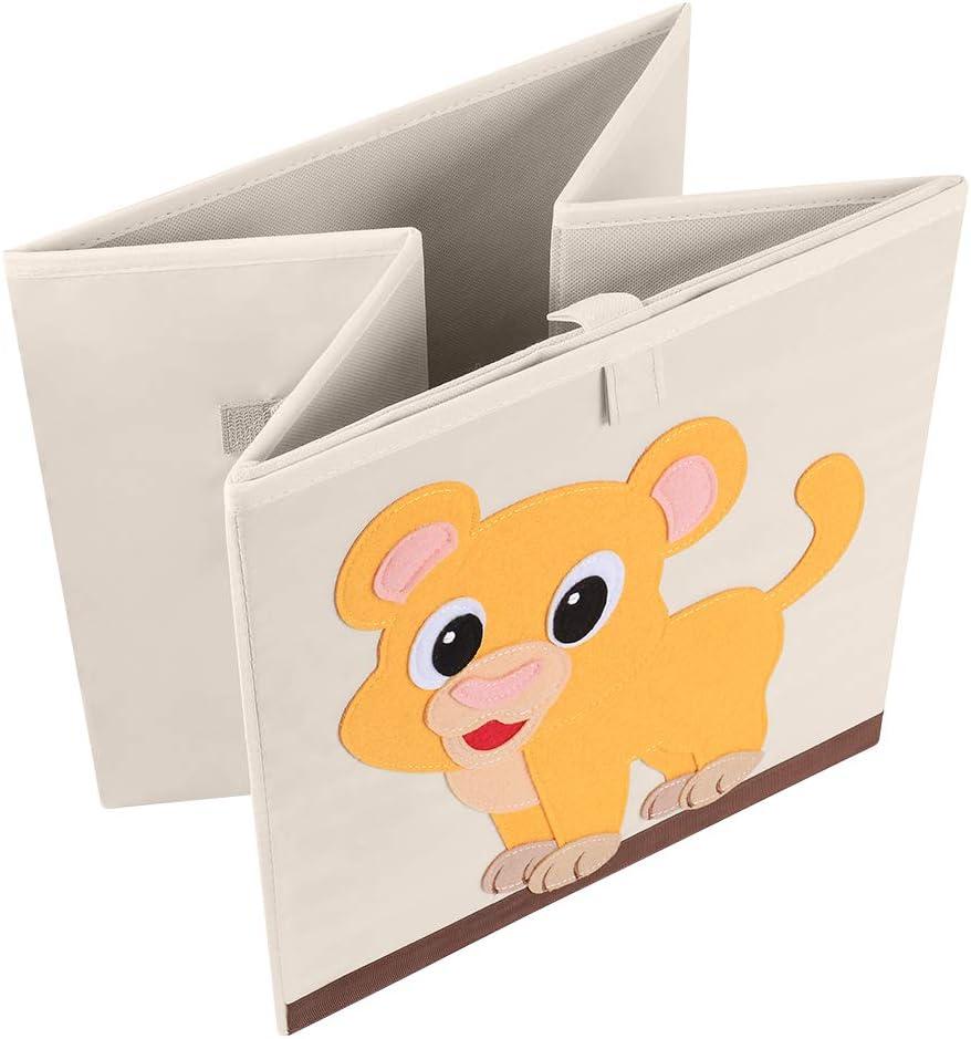 Llama Themed Beige Fabric Foldable Storage Bin for Kids