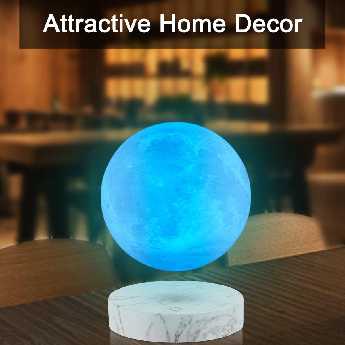 VGAzer Moon Lamp 3D Printing Magnetic Levitating Moon Light Lamps for Home、Office Decor, Creative Gift-6 Inch,Has 16 Colors 20 Modes
