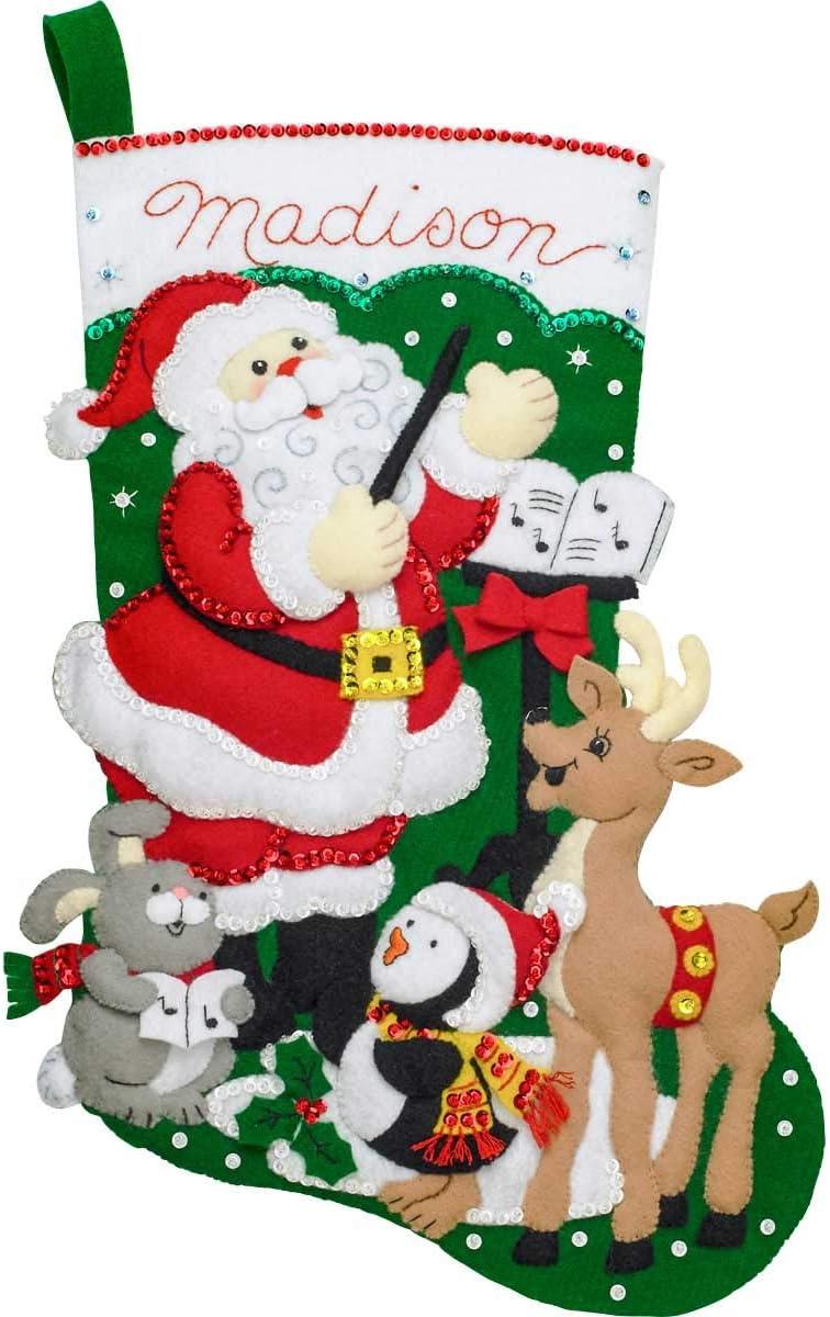 Bucilla Felt Stocking Applique Kit 18" Long-Santa's Choir Practice