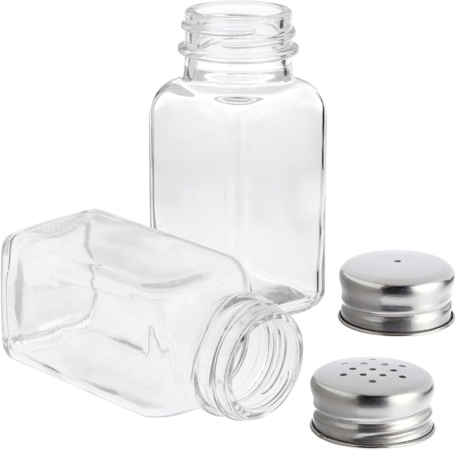 Juvale 24-Pack Square Glass Salt and Pepper Shakers Dispenser, 2-Ounce, Clear
