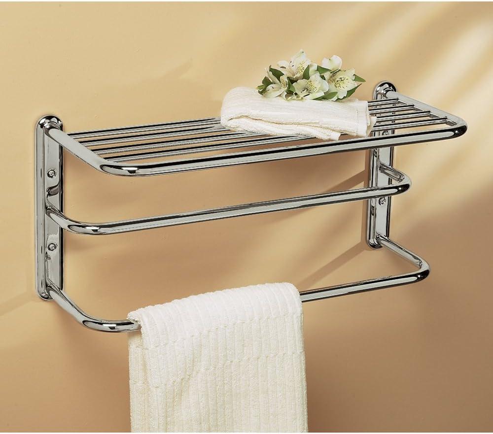 Polished Chrome Double Towel Rack with Shelf